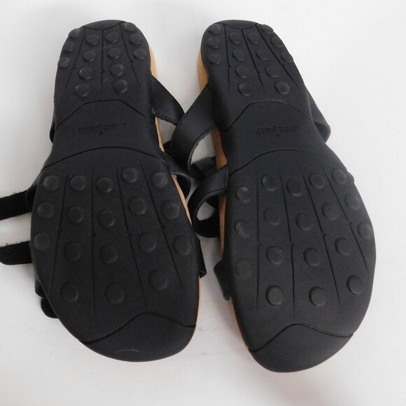 Minnetonka Leather Sandals Black Slip-On 3 Straps Women's Size 6 Adjustable - Picture 7 of 8